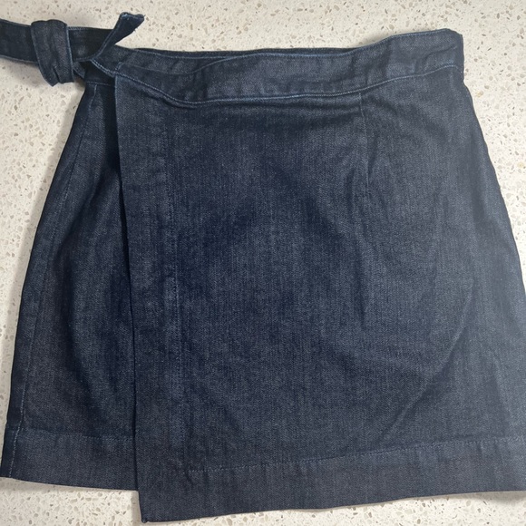 AG Denim Wrap Mini Skirt with Adjustable Tie Belt - Picture 3 of 8
